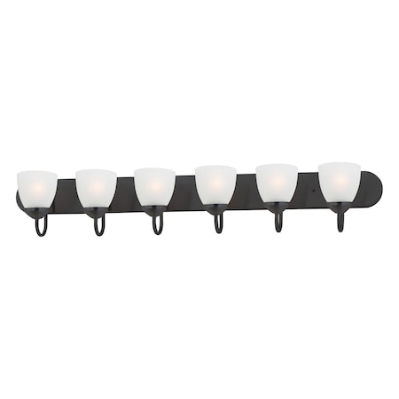 Maxim Lighting Axis 6-Light Strip Bath Vanity, Black 11386FTBK